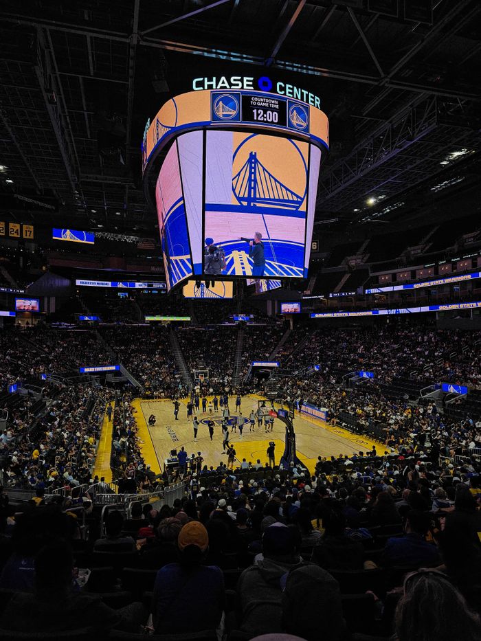 Basketball game at Chase Center in San Francisco, capturing the vibrant atmosphere of sports.